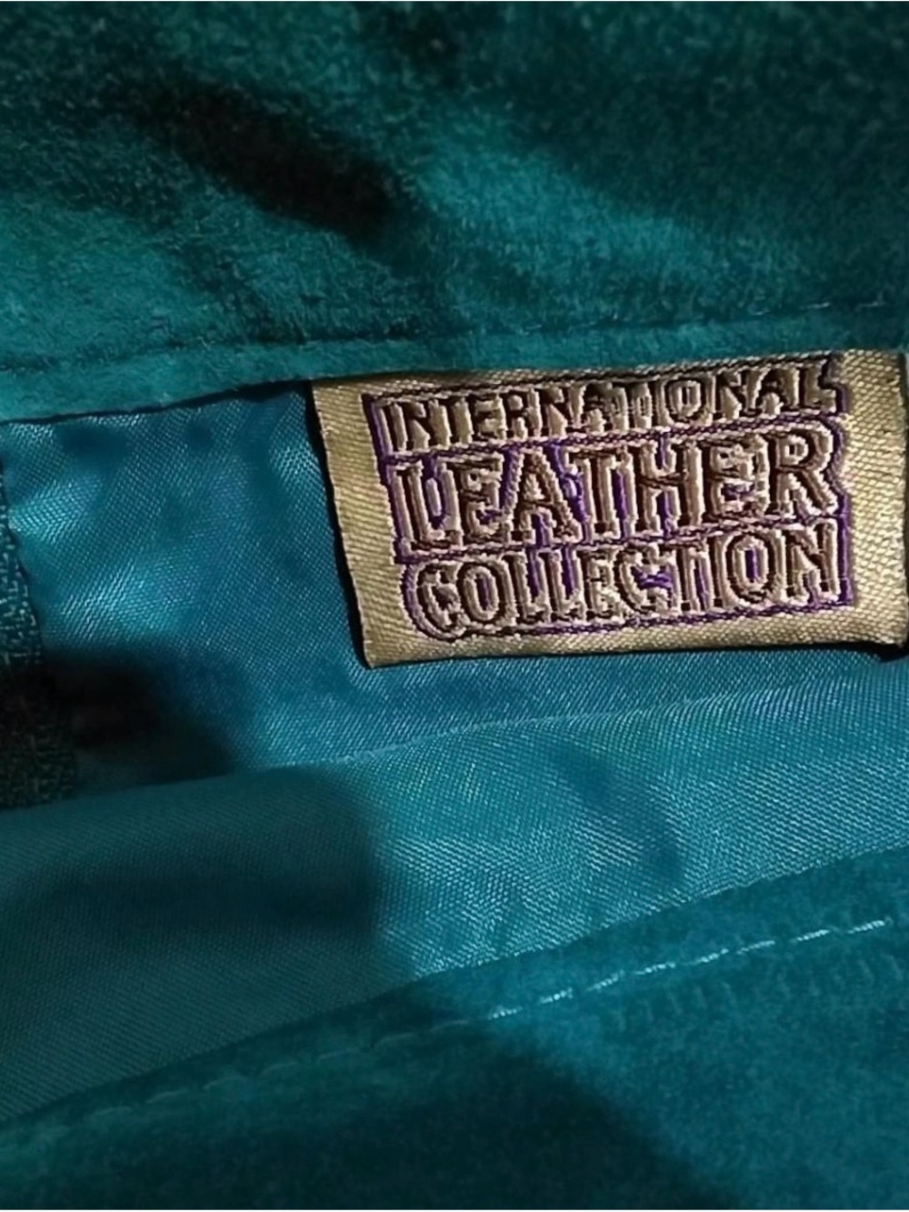 Vintage Teal Green Suede Leather Mini Skirt - Picture 3 of 6